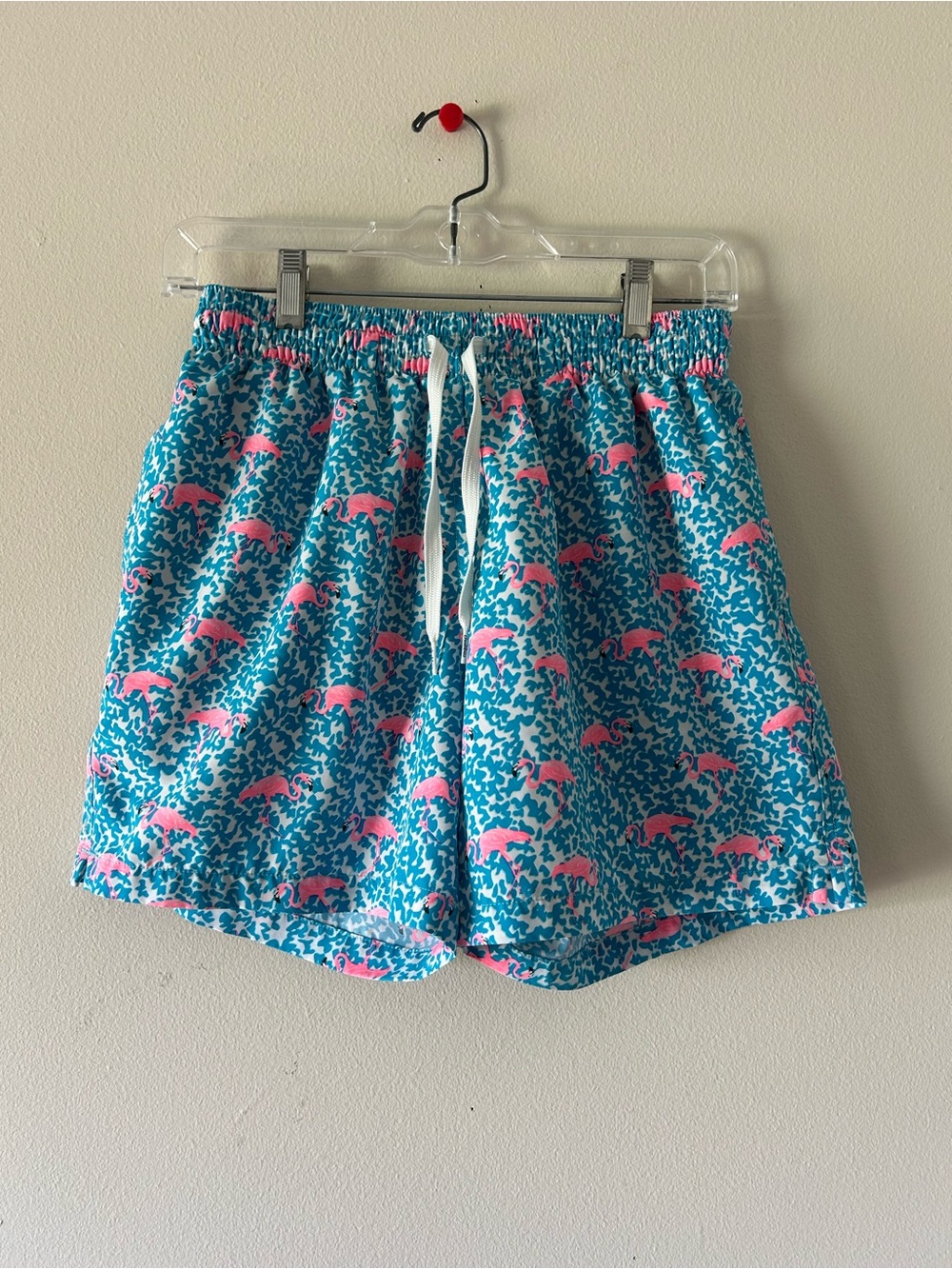 chubbies Aqua and Pink Flamingo Swim Trunks